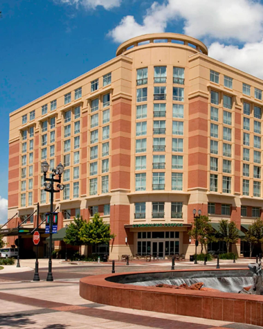 Marriott Sugarland hotel from street view in Dallas, Texas
