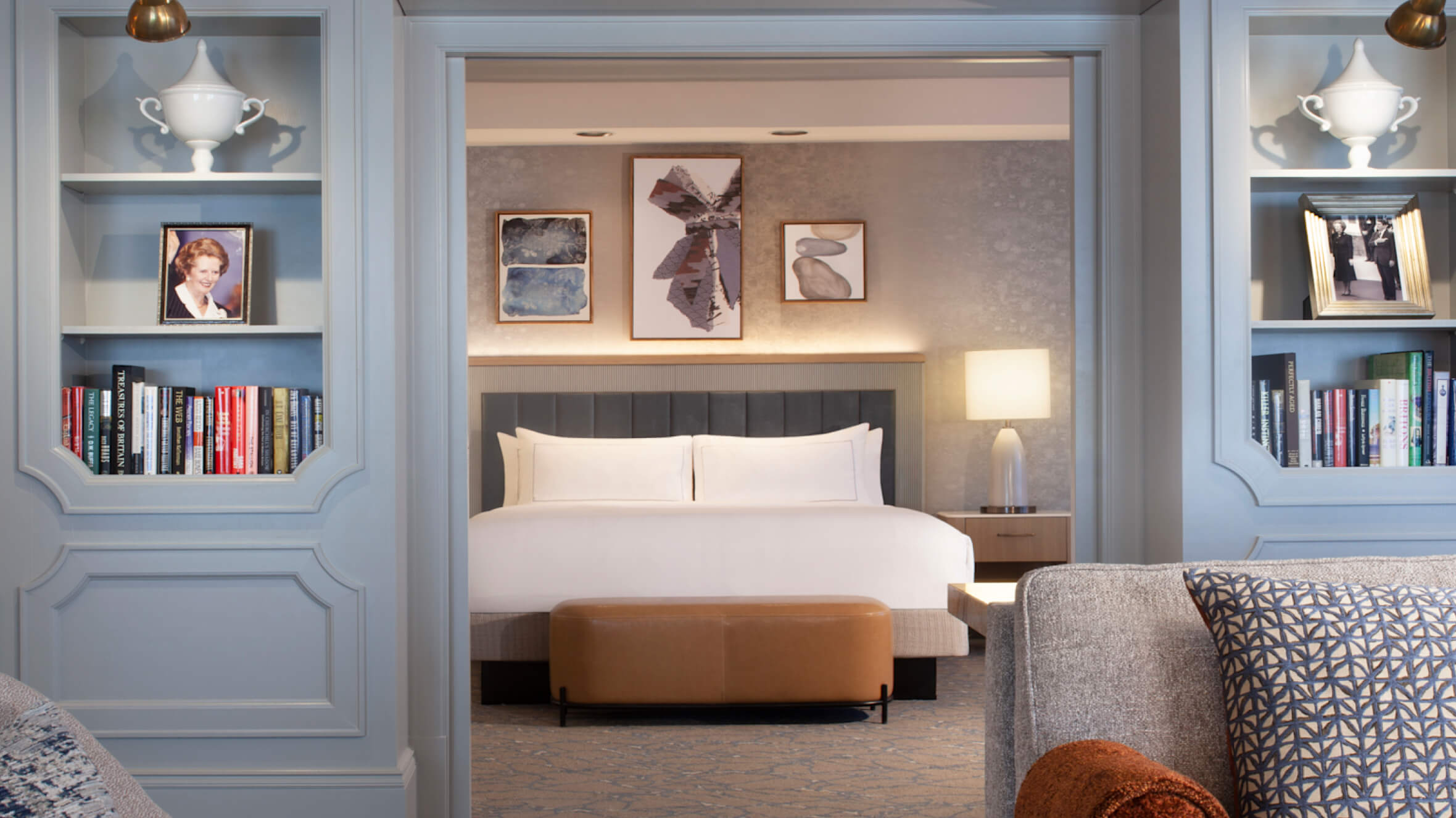 View in to King Bed Suite of hospitality furniture at the Hilton Anatole Hotel