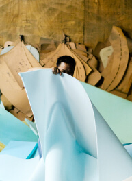 A worker moving foam for use in a sofa